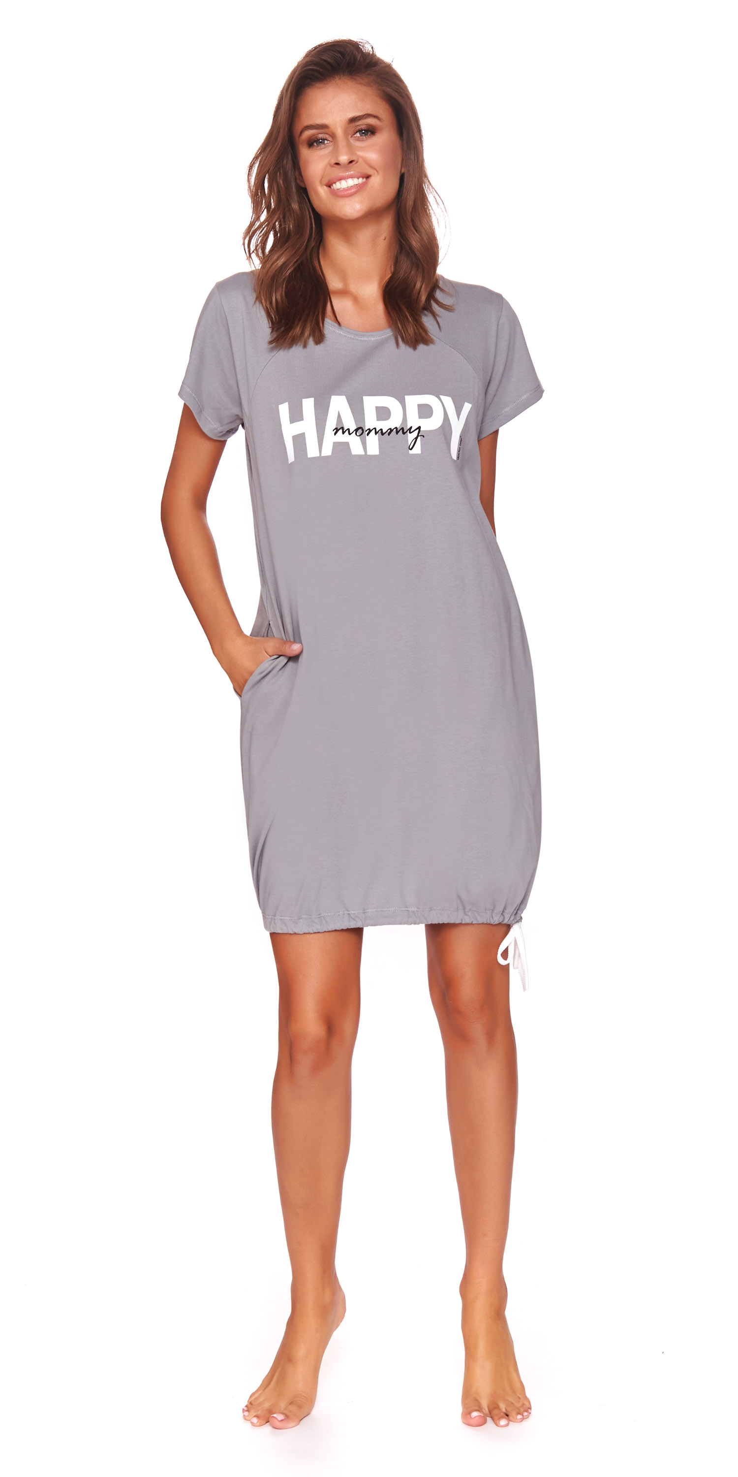 Dámska nočná košeľa Doctor nap 9504 - Happy mommy sivá