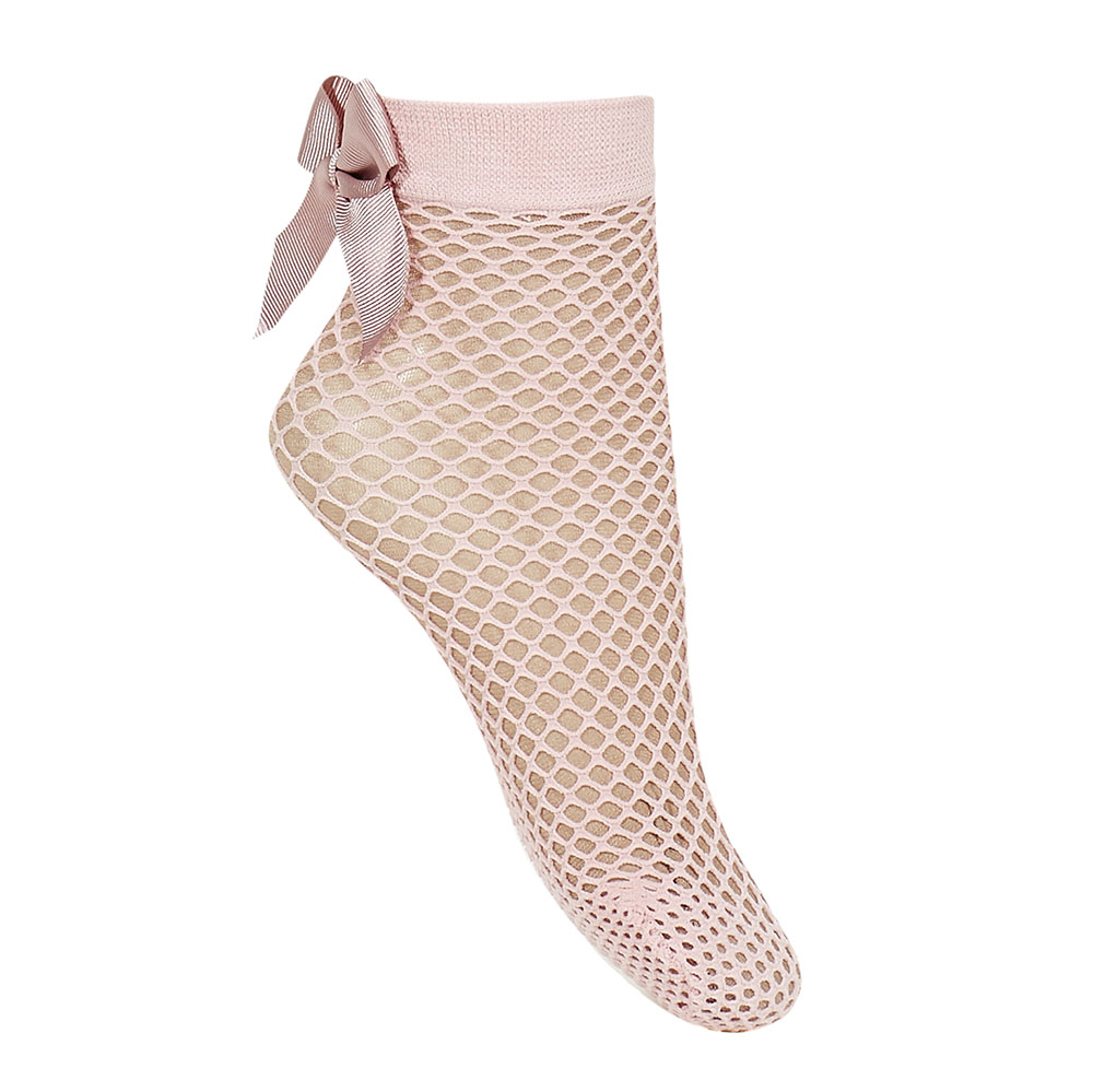 Sieťkované ponožky so saténovou mašľou Cóndor 459404526 - pale pink