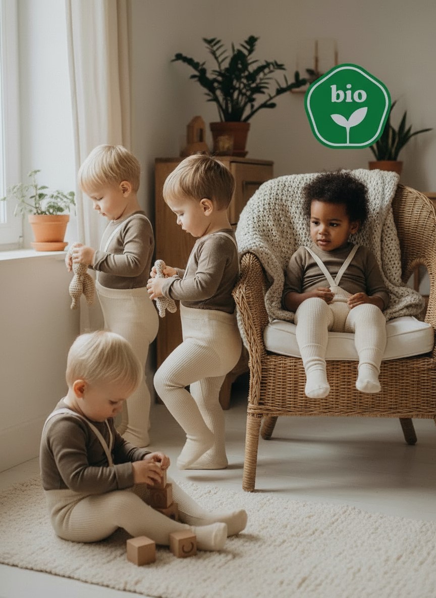 Baby pančuchy na traky DUFICA zo 100 % BIO bavlny TATRASVIT - béžová
