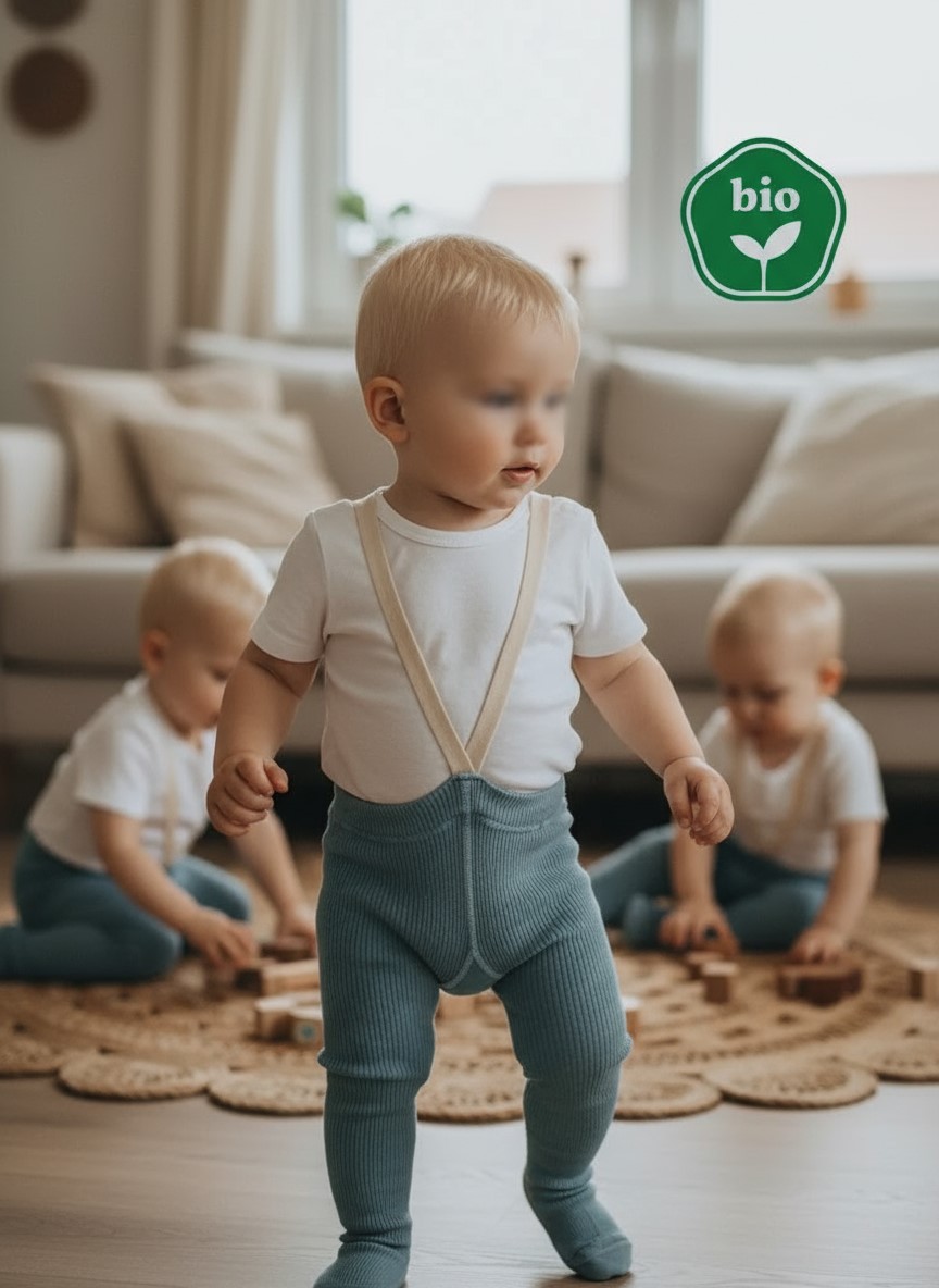Baby pančuchy na traky DUFICA zo 100 % BIO bavlny TATRASVIT - modrá