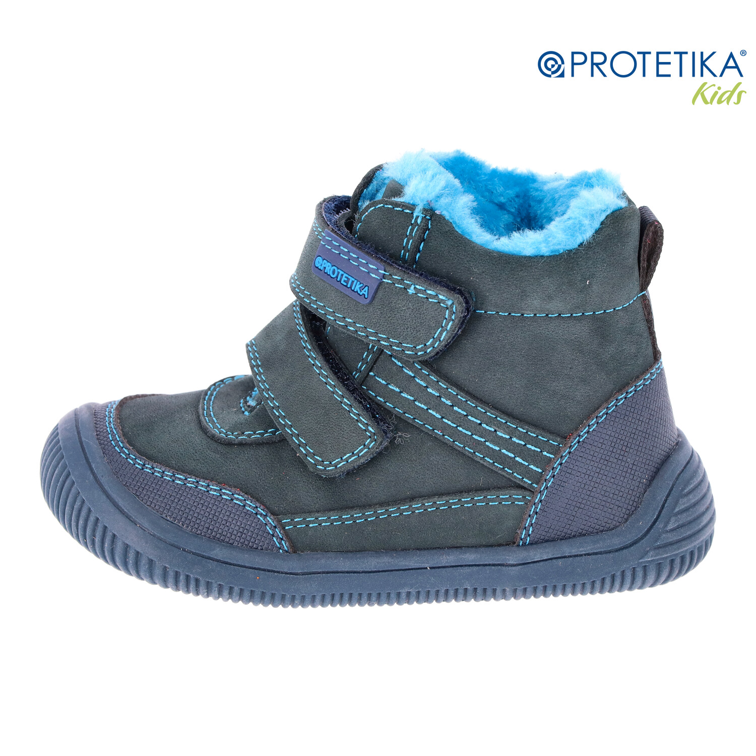 Protetika - zimné barefootové topánky TYREL navy - zateplené kožušinkou