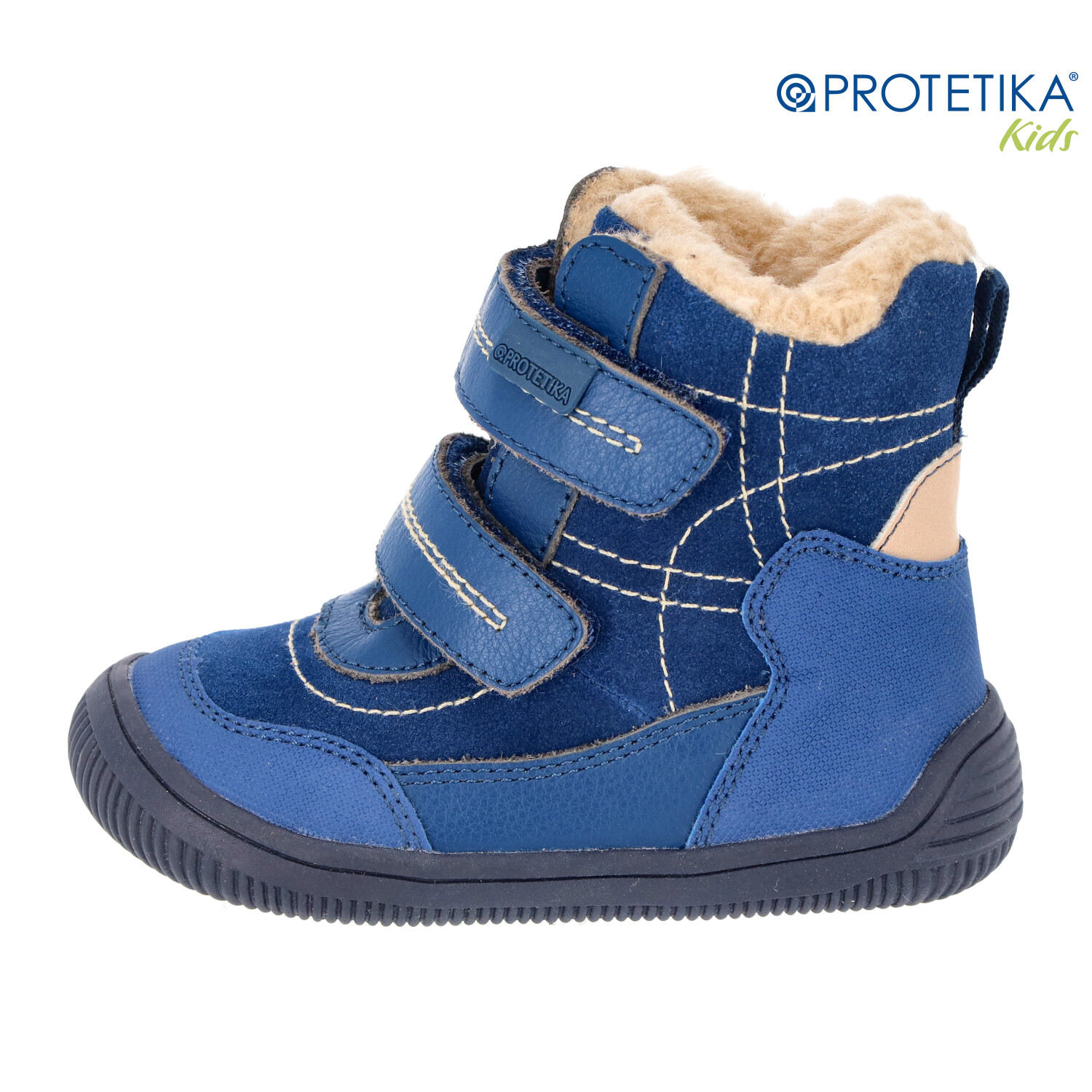 Protetika - zimné barefootové topánky RAMOS blue - zateplené kožušinkou