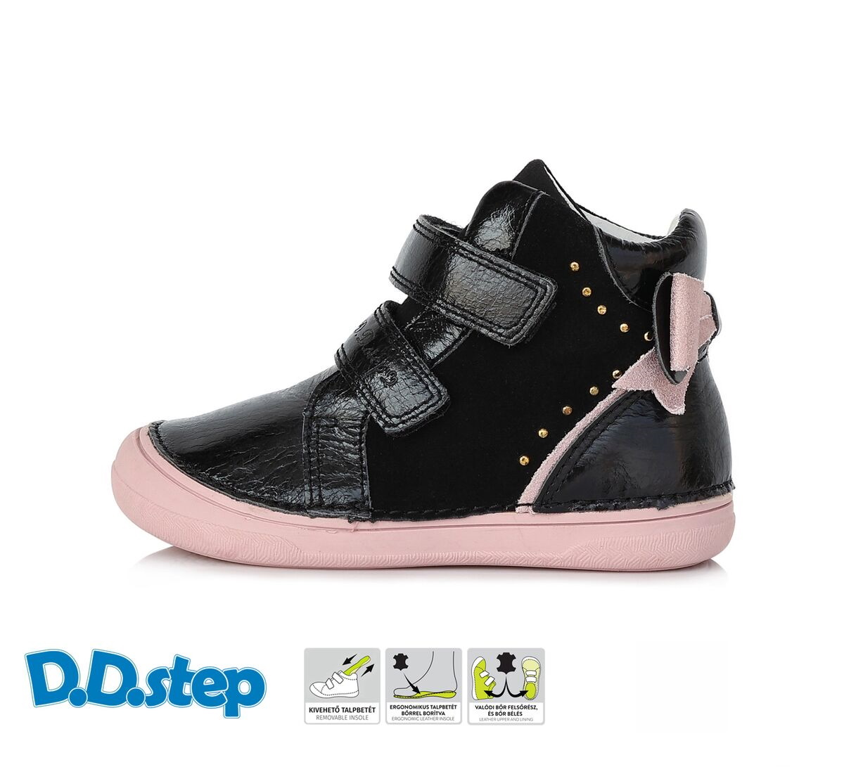 Prechodné topánky JASMINA black kožené ortopedické D.D.Step
