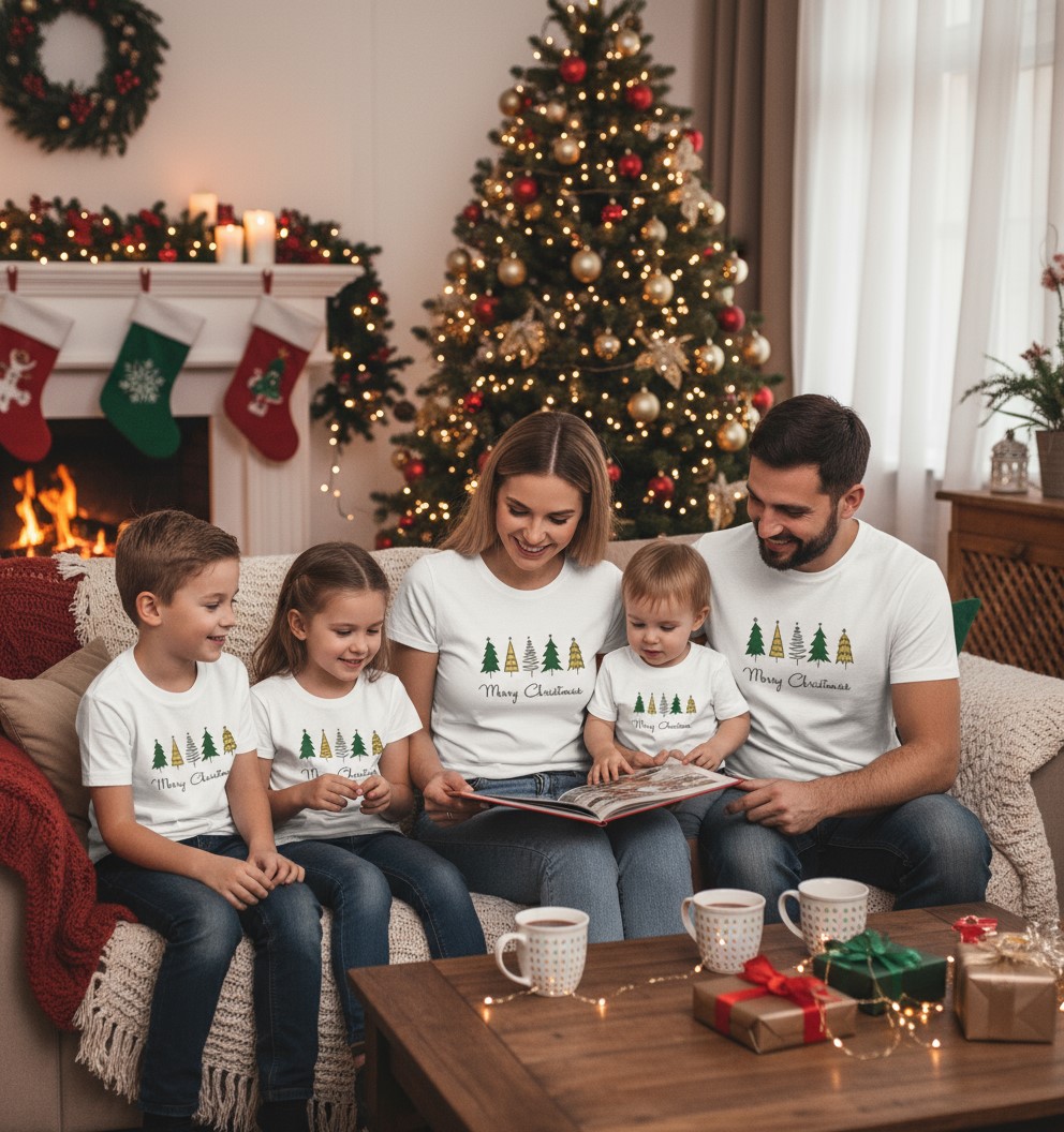 Vianočné tričko pánske BASIC stromčeky MERRY CHRISTMAS TOP AKCIA!