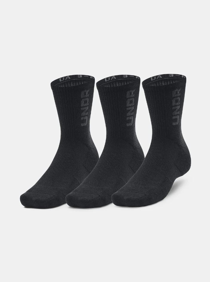 Unisex ponožky UA 3-Maker 3pk Mid-Crew-BLK-ihneď