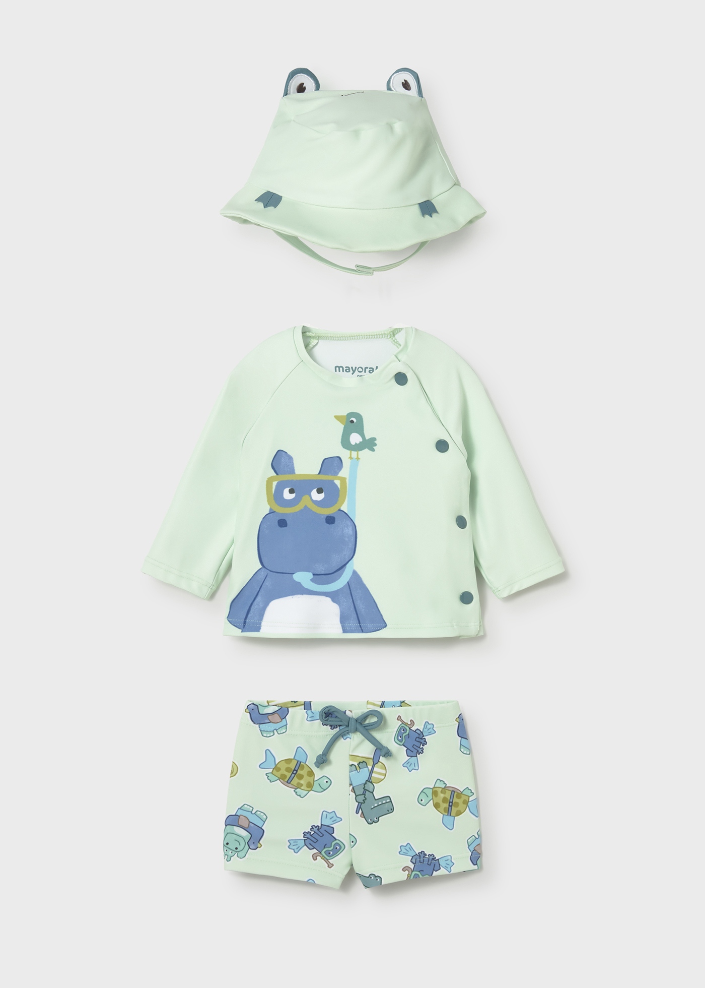 Plavkový set - tričko, kraťasy a klobúk Mayoral - 2601619033